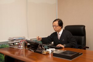 At work in Office on 9/F of Union Hospital. Note my tools: touchscreen monitor and automatic time-setting watch.